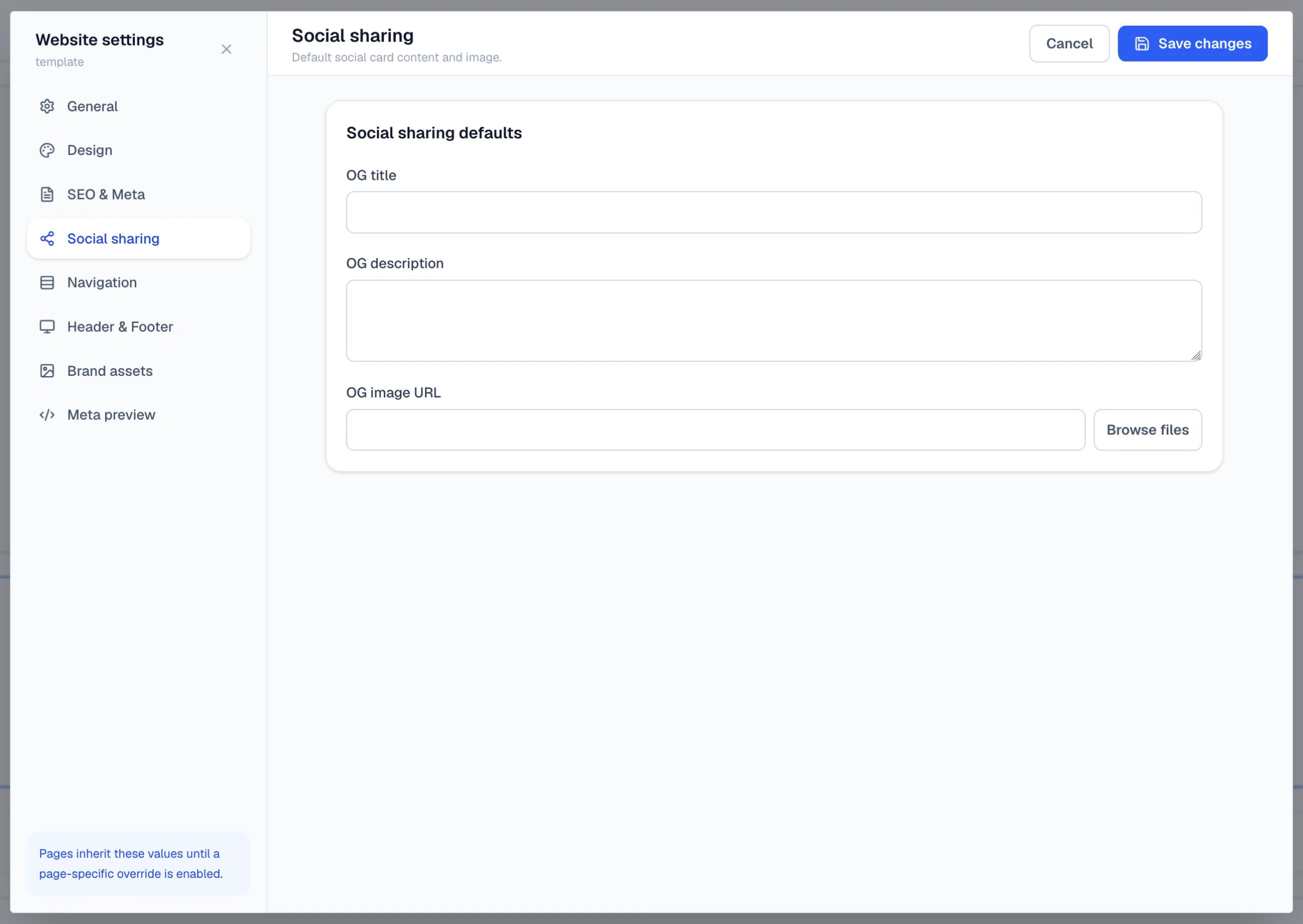 Set social sharing defaults in the Windblocks builder