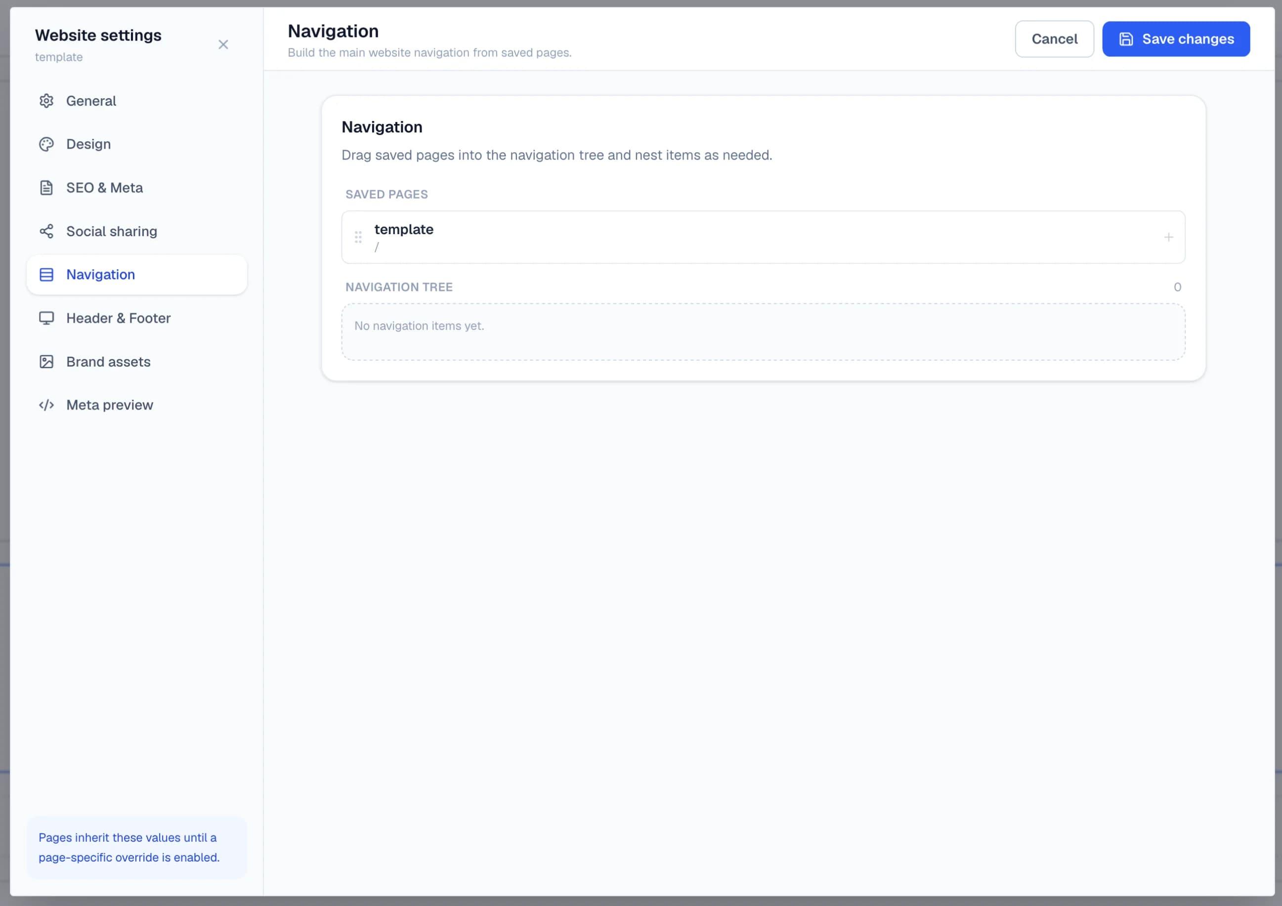 Build navigation from real project pages in the Windblocks builder
