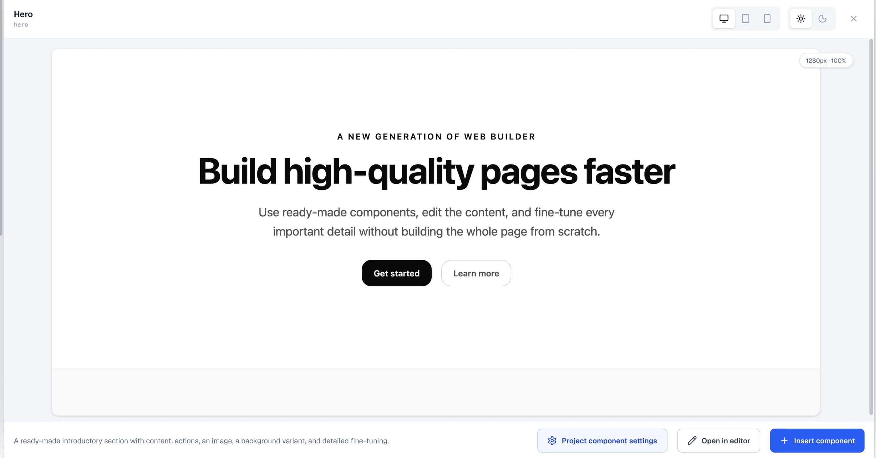 Preview a component before using it in the Windblocks builder