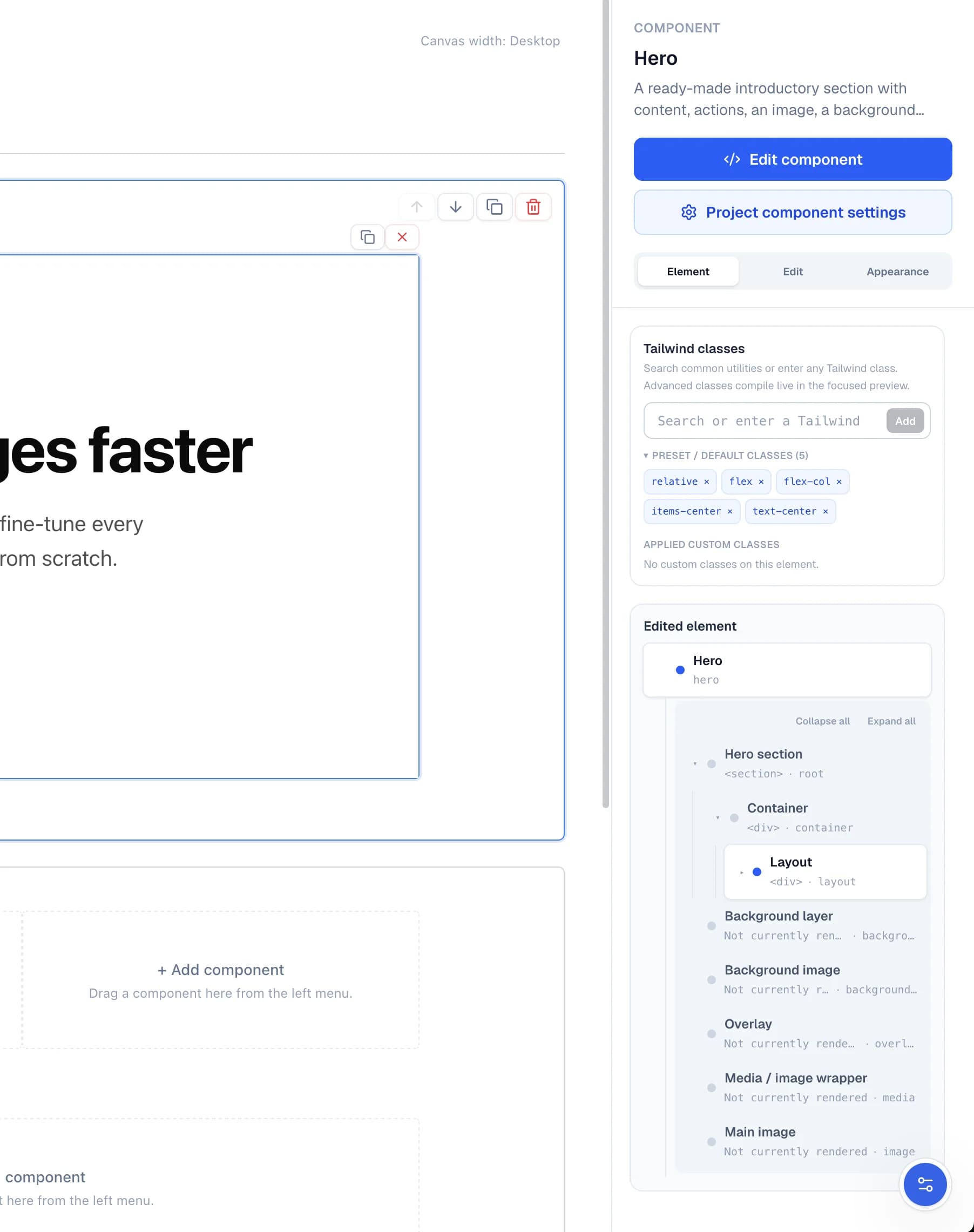 Choose whether a change belongs to the project component or this one instance in the Windblocks builder