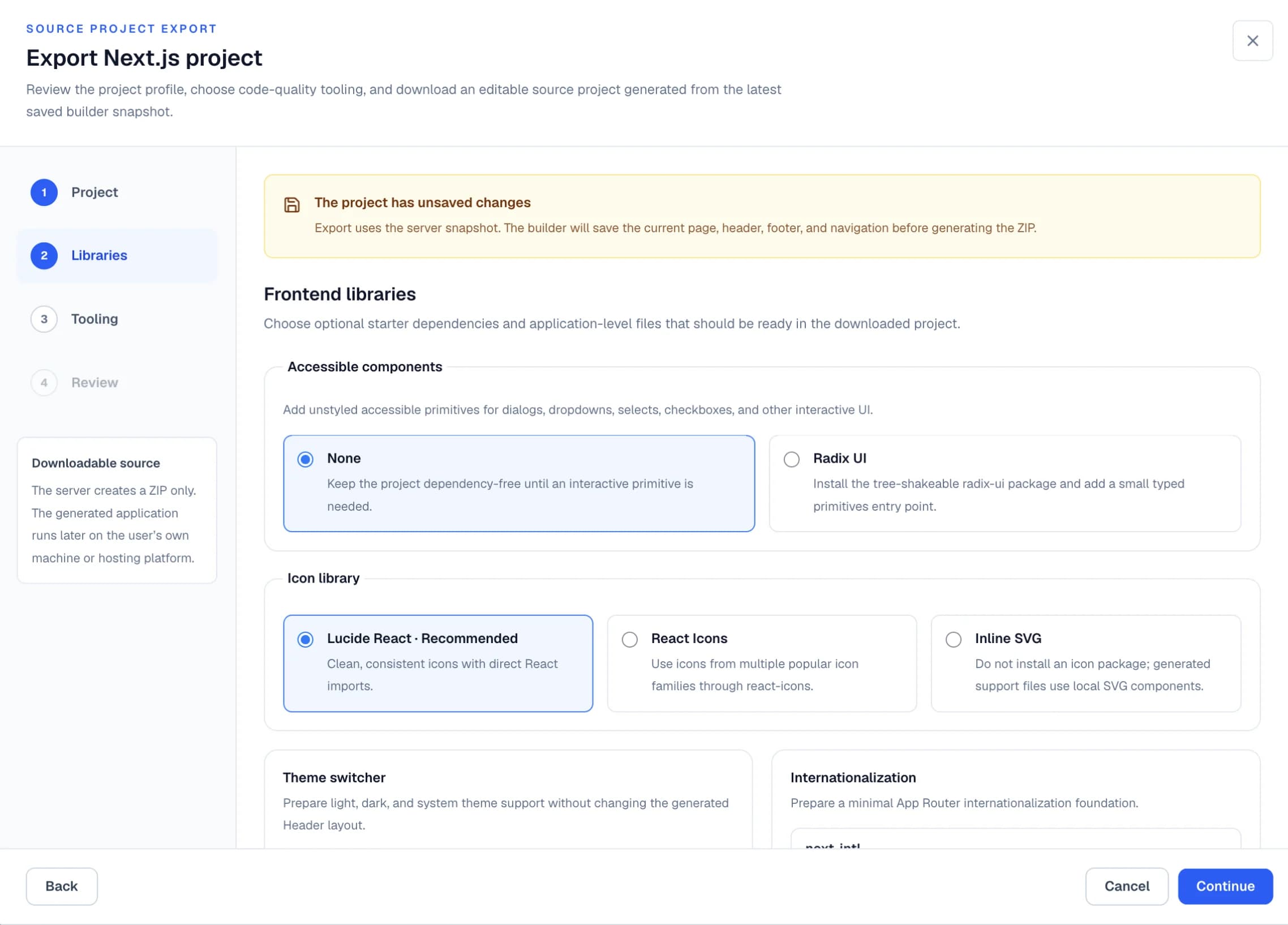 Include only the libraries the generated project needs in the Windblocks builder