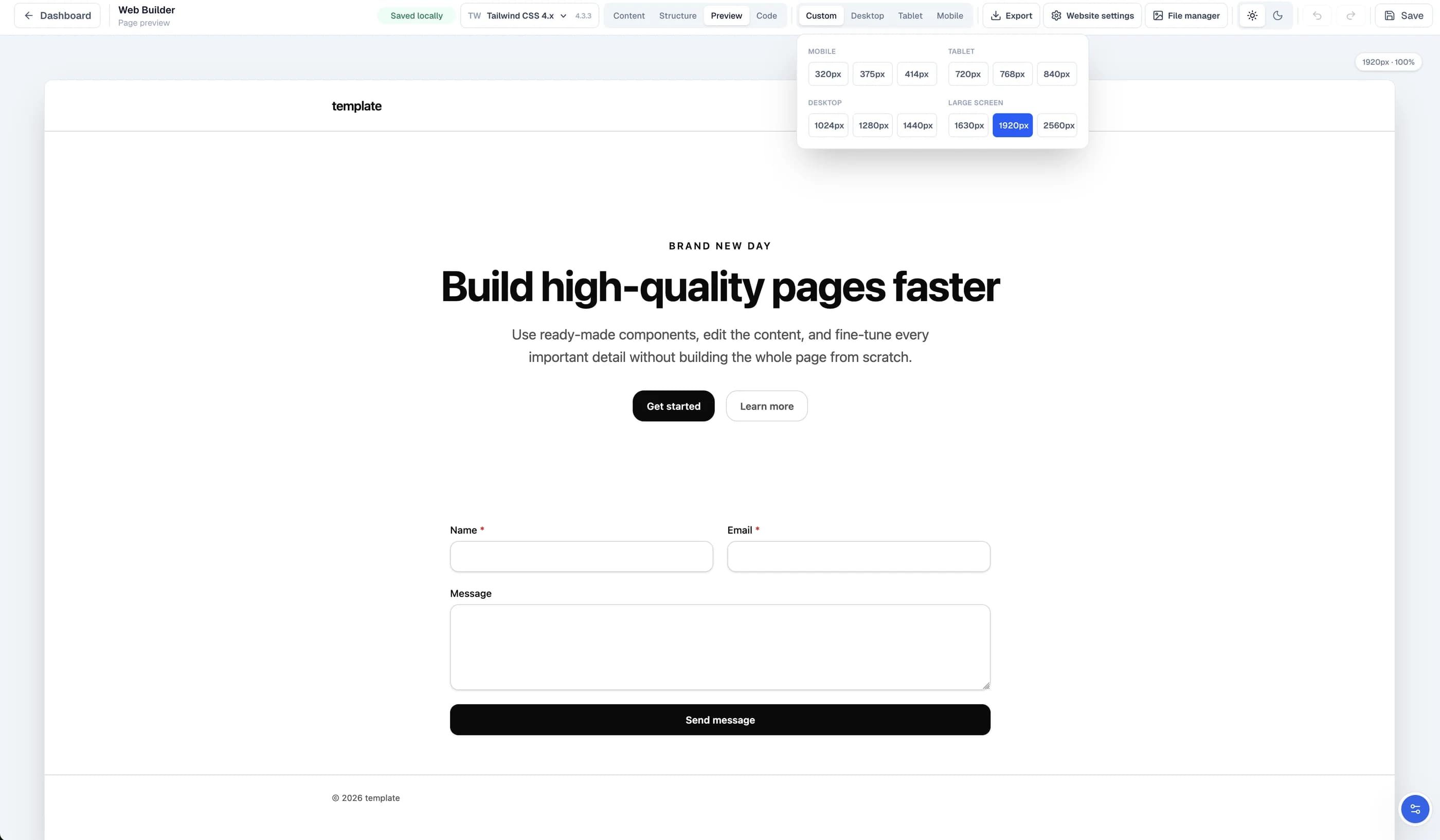 Use Preview for real responsive viewport behaviour in the Windblocks builder