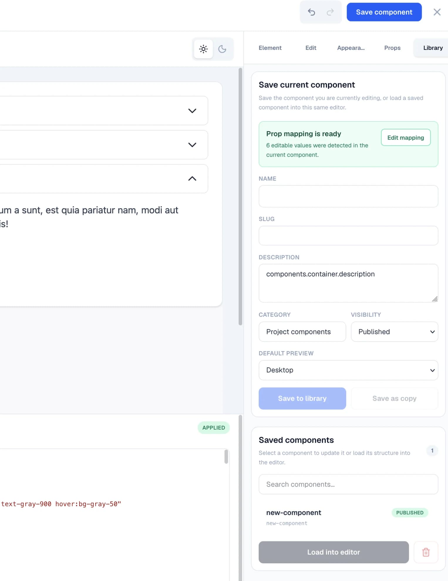 Save the imported UI as a project component in the Windblocks builder