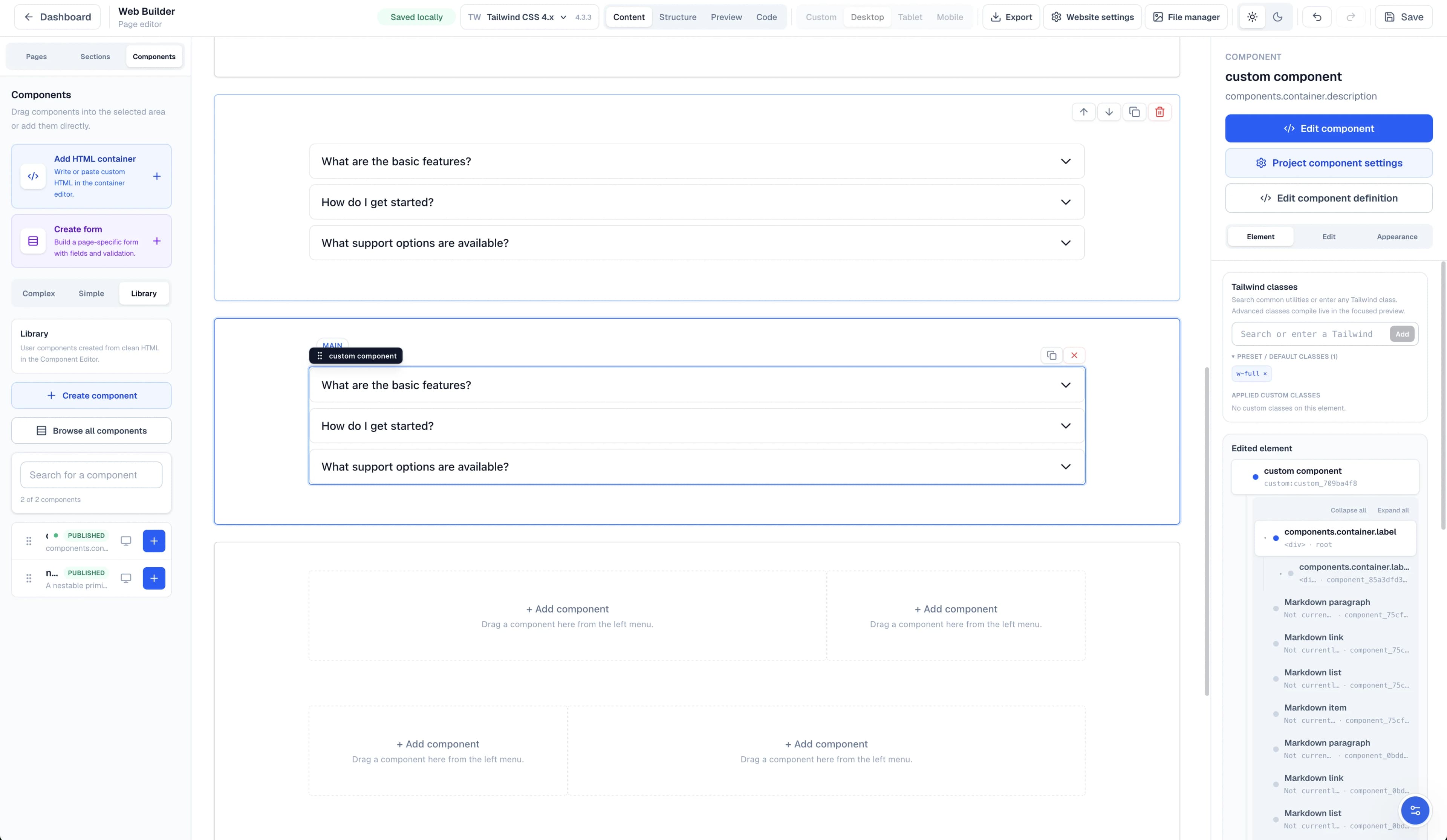 Reuse the third-party-derived component like any other project component in the Windblocks builder